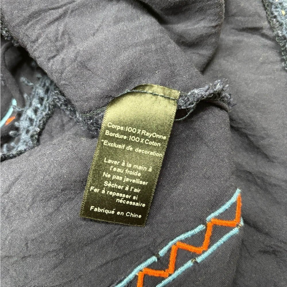 Lush Navy Aztec Loose Fitting Crop Top - Picture 5 of 6